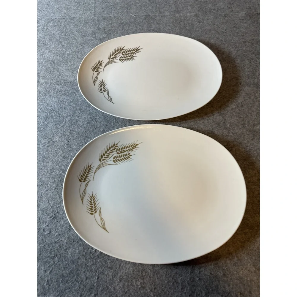 Set‎ of 2 Vintage Apollo ware Melamine Melmac Wheat Pattern Oval Platters MCM